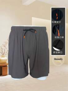 Kit 3 Bermuda Shorts For Men, Imported Shorts For Men, Polyamide, Ice Silk, Gym, Elastane, Casual, Quick Drying - 深灰色 - 查看 3