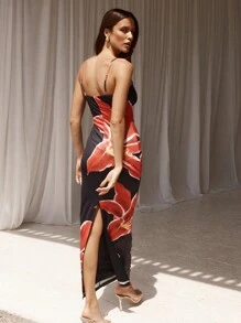 1pc Women's Elegant Ditsy Floral Swimsuit Cover Up, Sexy Beach Resort Swimwear, Floral Dress, Women Beach Outfit, Women Holiday Outfit