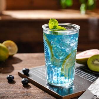 Juego de 8 vasos vintage, vasos de 16 onzas con rayas claras, vasos highball con relieve, vasos altos para agua, copa de mojito, copa de cóctel