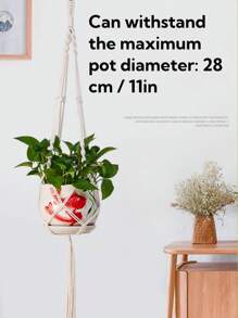 1pc Handwoven Planter Hanging Basket Net, Heavy Duty Macrame Plant Holder For Indoor&Outdoor Balcony, Bohemian/Nordic Style Thickened Plant Pot Hanging Mesh