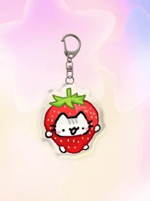 1个亚克力可爱猫咪钥匙扣：草莓猫、蓝莓猫、花猫、情侣款、太阳猫、蜜蜂猫、波点猫、可爱挂饰、汽车钥匙扣。日常包袋配饰、包袋挂饰、挂绳、钥匙扣。适合送给男朋友、女朋友、家人、医生、护士、派对礼物、手机装饰等等。汽车配饰、校园卡通 - 彩色 - 查看 18