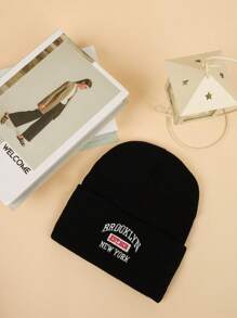 1 件男士字母刺绣波西米亚风派对休闲可爱 Y2K 腈纶针织帽，适合日常佩戴 - 彩色 - 查看 9