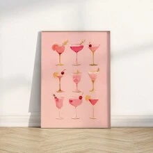 1 件，帆布挂画，带框装饰画，粉色酒吧推车可打印壁画，鸡尾酒海报，厨房墙壁装饰，少女大号印刷品，派对装饰可打印，复古时尚，酒吧艺术，墙壁装饰 - 彩色 - 查看 8