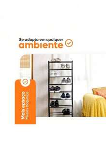 Shoe Rack Organizer Shelf 10 Tiers Vertical Resistant Dismountable 30 Pairs Of Shoes - Black - View 2