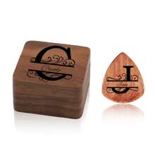 1 PC Personalized Guitar Picks, Custom Wooden Guitar Pick Case Box With Engraving, Wood Guitar Pick Organizer Music Gift For Guitarist Musician - Walnut - View 15