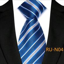 GOADAFOO 奢华 8CM 男士领带皇家蓝色纯色条纹佩斯利领带男士新郎提花编织领带适合商务婚礼派对
