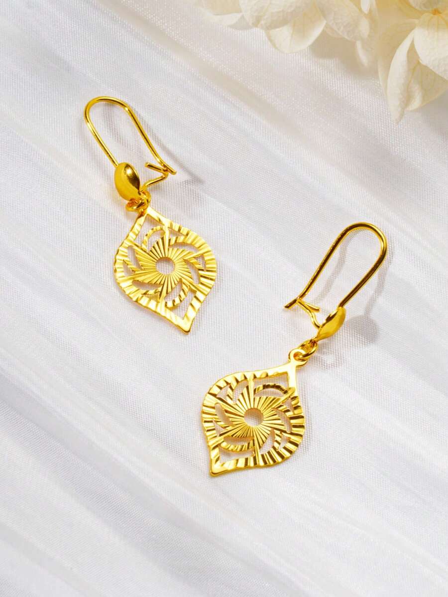 2 chiếc hoa tai thiết kế hình giọt nước độc đáo thời trang sang trọng cho nữ, màu vàng 24K, thiết kế hoa tự làm, quà tặng cho bạn gái, vợ, bạn bè, hoàn hảo để đeo hàng ngày và lễ hội - giọt nước - Xem 1