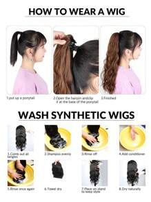 14 Inch Claw Clamp Woven Ponytail Hair Extension, Heatproof Synthetic Braiding Hair, Suitable For Women & Girls, Party & Daily Use - Multicolor - View 13