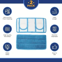 1/2pcs Detachable Replacement Pads For Flat Mop, Durable Washable Mop Pads, Dust Mop Heads, Soft Mop Refill Heads, Super Absorbent And Easy To Clean, Cleaning Supplies, Cleaning Tools, Essential For Back To School