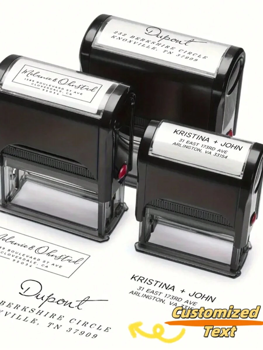 Customizable Black Acrylic Self-Inking Stamp With Custom Address - Ideal Choice For Teacher And Book Stamp - Multicolor - View 1