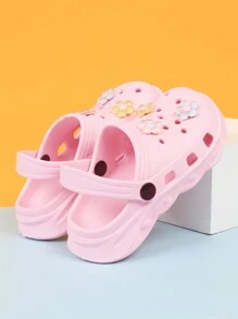 Sandálias de praia ao ar livre chinelos casuais sapatos de caverna infantil sapatos de resina fofos flores coloridas decorativas