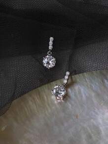 1 Pair Of Fashionable And Simple Rhinestone Row Rhinestone Earrings Niche High-End Sparkling Zirconia Earrings Earrings For Women