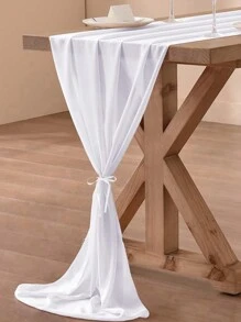 1/2 件雪纺一次性桌旗，白色浪漫简约桌布，适用于婚宴、节日、生日、情人节派对桌餐厅家居场景装饰 - 白色 - 查看 1