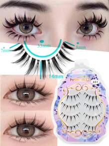 4 Pairs Natural False Eyelashes 0.05mm Thin Hair Lashes Eyelash Curl Eyelash Extension Eye Makeup Tool A01 - Black - View 9