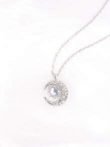 1pc Luxury Charm Necklace Delicate Jewelry Moon Star Shape Rhinestone Chain Elegant Fashion Necklace