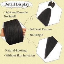 1/3/7 Packs Braiding Hair Pre Stretched 20/26/30 Inch Prestretched Knotless Kanekalon Hair Long Straight Synthetic Box Braids Yaki Texture Hot Water Setting Hair Extensions, 4# - Black Brown - View 3