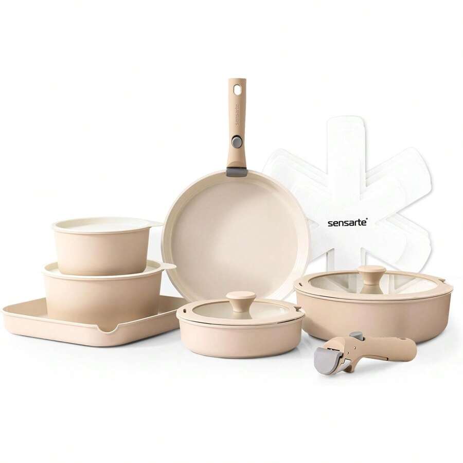 Pots And Pans Set, Nonstick Detachable Handle Cookware, Induction ...