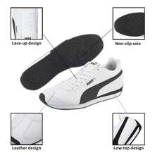 Puma Zapatos casuales Turin 3, zapatillas retro de caña baja para hombres y mujeres, 383037-06 zapatos deportivos y de ocio para exteriores - Puma Blanco-Negro - Ver 8