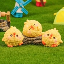 Microclima en miniatura de musgo, bola mullida, pequeña decoración de pollo de escritorio, accesorios DIY creativos, resina