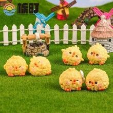 Microclima en miniatura de musgo, bola mullida, pequeña decoración de pollo de escritorio, accesorios DIY creativos, resina