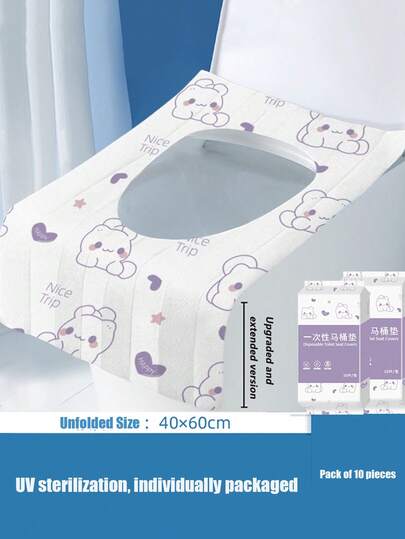 10pcs/Pack Disposable Waterproof Toilet Seat Covers, Full Wrap-Around Design, Portable For Travel & Daily Use