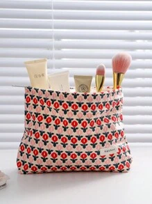 1 件独特花卉图案个性化花朵化妆包大容量钱包洗漱用品旅行包拉链收纳袋化妆刷礼物收纳袋情人节情人节装饰情人节派对礼物情人节女士情人节礼物