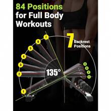 Yoleo Adjustable Weight Bench For Full Body Workout; Foldable Bench Press Bench Of Home Gym Strength Training; Incline Decline Flat Utility Workout Bench With Quick Folding& Fast Adjustment (Black) - 1 - View 3