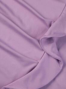 Women's Ruffle Trim Bodycon Midi Dress V Neck Flutter Sleeve Ruched Side Party Dress For Wedding Guest - Dusty Purple - View 10