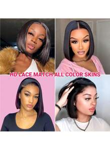 Black Bob Cut Wig Straight Hair Short Bob Wig Unprocessed Virgin Human Hair 13*4 Lace Frontal Bob Wig