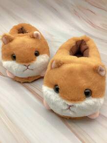 Women's Cozy Lightweight Anti-Slip Funny Full Cover Brown Hamster House Slippers - Brown - View 4