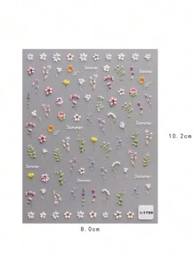 2 Sheets Spring And Summer Wedding Small Flower Embossed Nail Art Stickers, Summer Small Flower Embossed Nail Art Decals, 5D Adhesive Back Nail Art Self-Adhesive Decorative Accessories For Acrylic Nails, Ladies And Girls Nail Art Supplies, Holiday Gifts