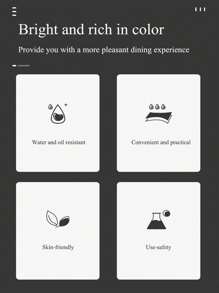 1pc PVC Place Mat, Modernist Food & Letter Graphic Waterproof Oil-proof Table Mat For Dining Table - Black and White - View 6