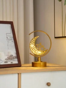 1 pieza de arte de hierro de estilo primaveral con estrella y luna, decoración de luz de noche. Es un elemento decorativo de sobremesa que puede crear una atmósfera maravillosa y es adecuado para lugares como dormitorios, salas de estar, estudios, comedores, etc. También es una excelente opción para regalos.