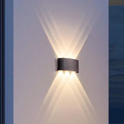 1 件宽电压 85V-265V LED 6 灯暖白椭圆双面壁灯，户外洗墙灯，背景墙过道装饰灯，适用于花园围栏和小路装饰