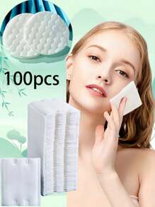 100pcs Disposable Makeup Remover Cleansing Wipes, Disposable Use Skincare Pads, Makeup Remover Tools, Soft Texture, Easy To Use - Multicolor - View 1