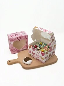 5pcs/10pcs Heart-Shaped Baking Boxes With Window, Suitable For Cakes, Cookies, Sweets, Chocolates, Strawberries, Pies, Doughnuts, Muffins, Cupcakes, Valentine's Day - Paper - View 3