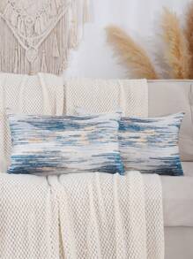 Miater 1pc Geometric Jacquard Silk-like Decorative Pillowcase
