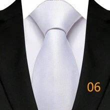 GOADAFOO 8厘米男士奢华领带，纯白色米色波点条纹领带，适合男士、新郎、商务人士、婚礼派对等多种场合。 - 米色 - 查看 11