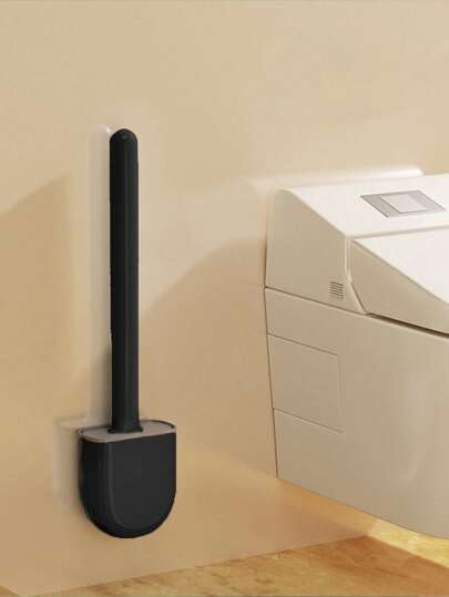 فرشاة مرحاض من السيليكون قطعة واحدة، فرشاة تنظيف مثبتة على الحائط مدمجة، مقبض طويل قابل للفصل، فتحة تهوية جانبية، مانعة للتسرب، رأس مسطح، شعيرات ناعمة، تجف بسرعة، من البولي بروبلين والمطاط الحراري، ديكور حمام المنزل، ديكور الخريف، عودة إلى المدرسة