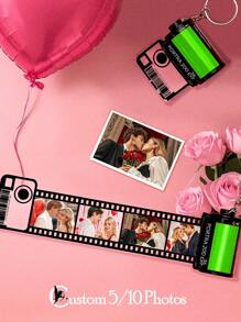 1pc Custom Film Photo Keychain For Couple, Personalized Couple Photos Film Roll Keychain, Custom Camera Film Keychain, Custom Keychain With Picture, Customized Photo Keychain Reel Album Photo Couple Gifts, Custom Camera Roll Gift, Camera Film Roll Keyring For Couple, Personalized Custom Camera Film Roll Keychain With Colorful, Gift For Best Friend, Mother's Day Gift, Memory Gift Gift For Girlfriend/Boyfriend