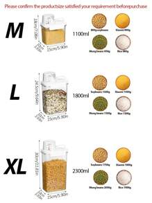 1pc/2pcs Kitchen Storage Canister, Airtight Sealed Food Storage Container With Lid, Portable Leak-Proof Grain Cereal Nut Flour Rice Storage Box, Kitchen Organization Accessories - Clear - View 3