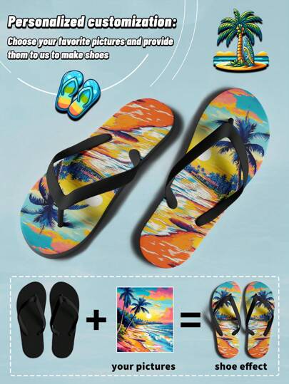1 Pair Custom Men's Flip Flops, Personalized Customized Photo Design, Custom Soft Sole Sandals, Unique Personalized Sandals, Spring And Summer Flip Flops, Customized Gift For Mom/Dad/Her/Him/Girlfriend/Boyfriend/Wife/Husband/Friend Ornamental,Dawg Stylish,Fashion,Hipster,Contracted,Casual,Cute Cuties,Minimal Chic,Cozy Custom,Unique,Personalized Ideal Gifts For Him,Ideal Gifts For Her Family,Friends