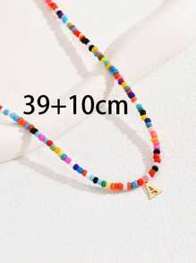 1 pieza Collar elegante con iniciales para niñas, collar de cuentas de colores con 26 letras, collar de joyería con iniciales significativas