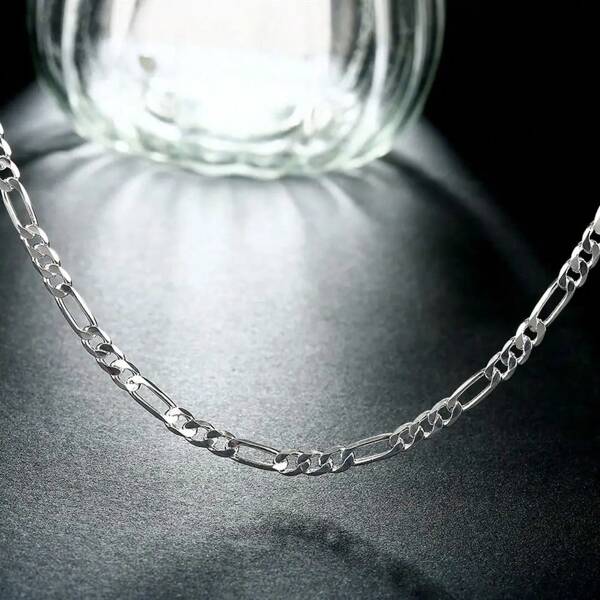 925 Silver Plated 4MM Classic Figaro Chain Necklace For Women Long Chain Punk Hip Hop Jewelry 16-30inches
