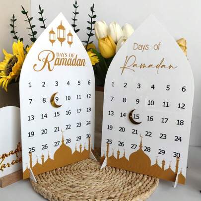 [Practical And Decorative! 3D Crescent Moon Castle Acrylic Calendar Stand] Comes With Magnets And A Crescent Moon Shaped Component. Made Of Acrylic, Transparent . It Can Be Used As A Calendar As Well As A Desktop Decoration Item, Suitable For Both Holiday Occasions And Daily Life.