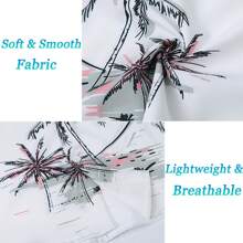 Mens Summer Hawaiian Shirts Short Sleeve Casual Aloha Beach Top Vacation Party Tropical Style Flower Shirts Button Down - White - View 4