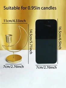 1个金属新月形烛台，适合开斋节烛台，可放置于客厅、书房、卧室和餐桌上，家居装饰，斋月装饰（黑色、金色） - 彩色 - 查看 5
