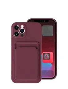 Mayara Capas Plain Cell Phone Case With Card Slot For IPhone - Màu Đỏ Sâu - Xem 2