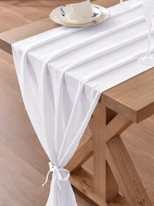 1/2 件雪纺一次性桌旗，白色浪漫简约桌布，适用于婚宴、节日、生日、情人节派对桌餐厅家居场景装饰 - 白色 - 查看 2