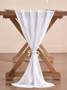 1/2 件雪纺一次性桌旗，白色浪漫简约桌布，适用于婚宴、节日、生日、情人节派对桌餐厅家居场景装饰 - 白色 - 查看 6